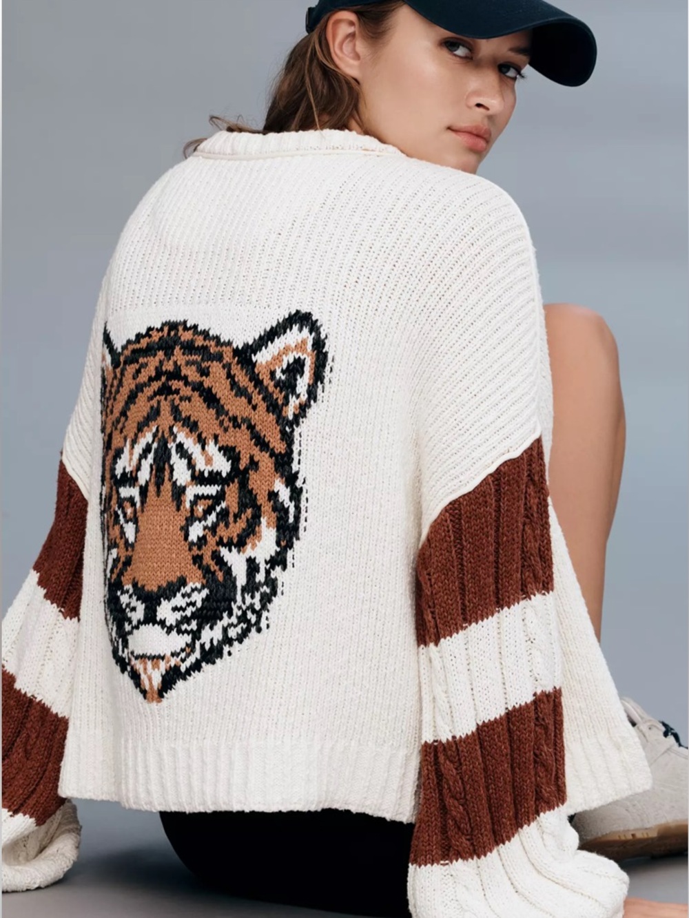 Anthro Pilcro Tiger Cable Knit Icon Zip Up Sweater